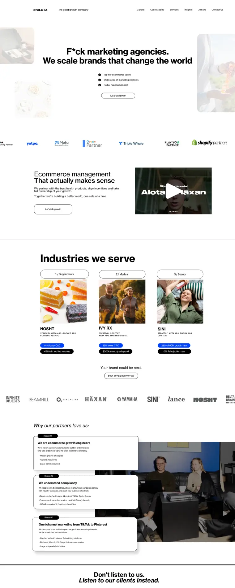 The Alota website