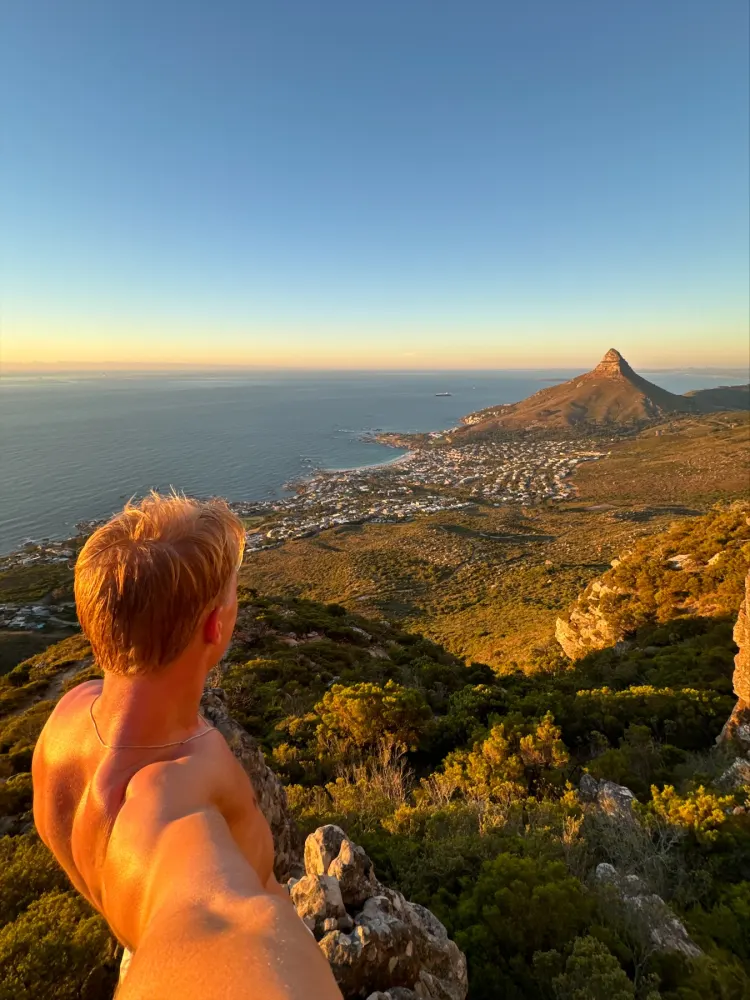 Matias on a hike above Cape Town at sunset